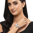 Rose Gold-Plated White American Diamond studded Round & Butterfly Shaped Bracelet (Combo)