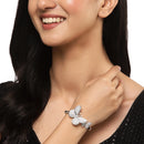 Rose Gold-Plated White American Diamond studded Round & Butterfly Shaped Bracelet (Combo)