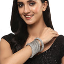 Oxidised Silver-Plated White Artificial Stones studded Bangles Jewellery Set (Set Of 6)