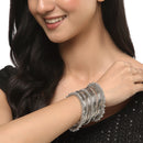 Gold, Silver & Black Toned Classic Intricate Textured Bangles Jewellery Set (Combo Of Set Of 3)