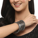 Oxidised Silver-Plated Black Toned Classic Textured Bangles Jewellery Set (Set Of 20)