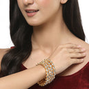 Gold-Plated White Kundan studded Bangles Jewellery Set (Set Of 4)