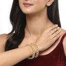 Gold-Plated White American Diamond studded Floral Shaped Bangles Jewellery Set (Set Of 2)