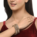 Gold-Plated White Kundan studded Designer Floral Style Bangles Jewellery Set (Set Of 2)