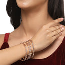 Rose Gold-Plated White American Diamond studded Temple Coin Bangles Jewellery Set (Set Of 4)