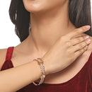 Rose Gold-Plated White American Diamond studded Temple Coin Bangles Jewellery Set (Set Of 2)