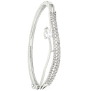 Rhodium Plated Silver Toned White Teardrop  American Diamond Stone Studded Kada Bracelet