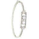 Rhodium-Plated Silver Toned Round Shaped White American Diamond Studded Kada Bracelet