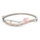 Rose Gold-Plated Black Toned Pink American Diamond Studded Kada Bracelet