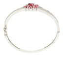Rhodium Plated Silver Toned Flower Shaped Red American Diamond Studded  Bracelet