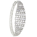 Rhodium-Plated Silver Toned Multi Row White American Diamond Studded Bracelet