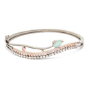Rose Gold-Plated Black Toned Sea Green American Diamond Studded Kada Bracelet
