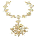 Gold-Plated Round White Kundan studded Crescent Shaped Sheeshphool