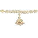 Gold-Plated Round & Rectangular White Kundan studded Crescent Shaped Sheeshphool