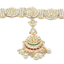 Gold-Plated Round & Rectangular White Kundan studded Crescent Shaped Sheeshphool