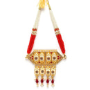 Gold-Plated Red & White Kundan Studded & Beaded Choker Meenakari Necklace