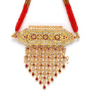Gold-Plated Pink & White Kundan Studded & Beaded Choker Meenakari Necklace