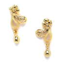 Gold-Plated Reticulated Leafy Design Mangalsutra with Earrings