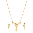 Gold-Plated Reticulated Leafy Design Mangalsutra with Earrings
