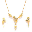 Gold-Plated Reticulated Leafy Design Mangalsutra with Earrings