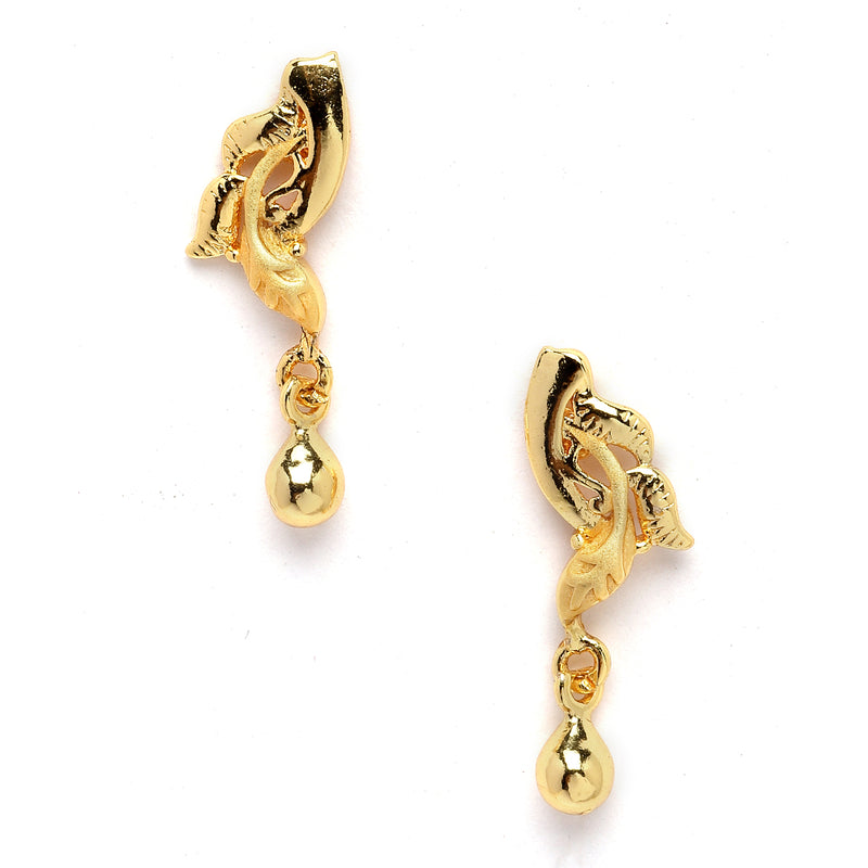 Gold-Plated Flower Shape Mangalsutra with Earrings