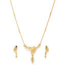 Gold-Plated Flower Shape Mangalsutra with Earrings