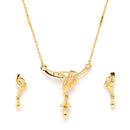 Gold-Plated Leafy Design Mangalsutra with Earrings