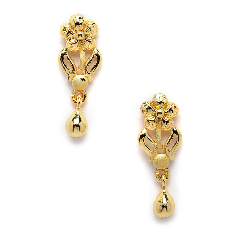 Gold-Plated Floral Design Mangalsutra with Earrings