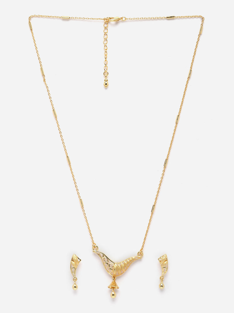 Gold-Plated Quirky Design Mangalsutra with Earrings