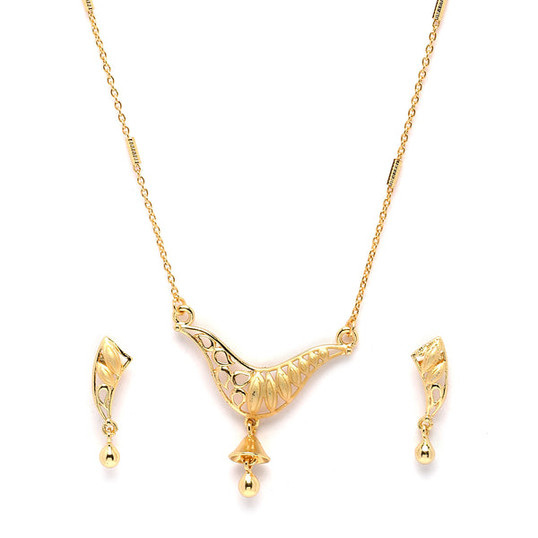 Gold-Plated Quirky Design Mangalsutra with Earrings