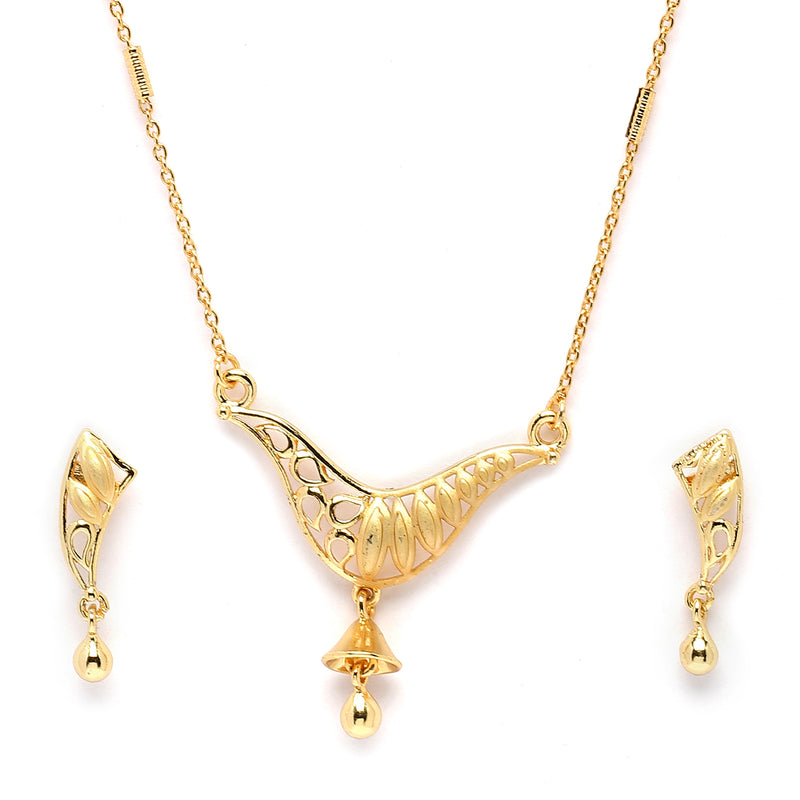 Gold-Plated Quirky Design Mangalsutra with Earrings