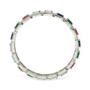 Set Of 2 Rhodium-Plated Silver Toned Multi-Colour Square American Diamond studded Jadau Bangles