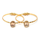 Gold-Plated Round Shaped White Stone studded Bangle Bracelet (Set Of 2)