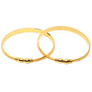 Gold-Plated Classic Black Textured Bangle Bracelets (Set Of 2)