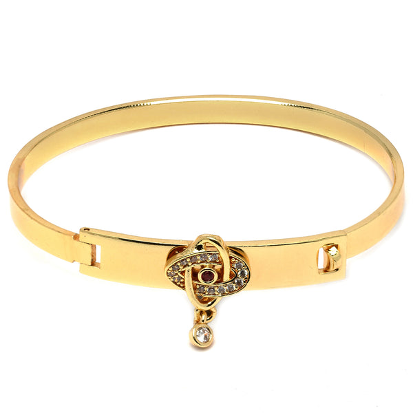 Gold-Plated Oval Shaped White & Red Cubic Zirconia Stone studded Knot Bracelet