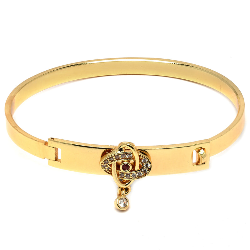 Gold-Plated Oval Shaped White & Red Cubic Zirconia Stone studded Knot Bracelet