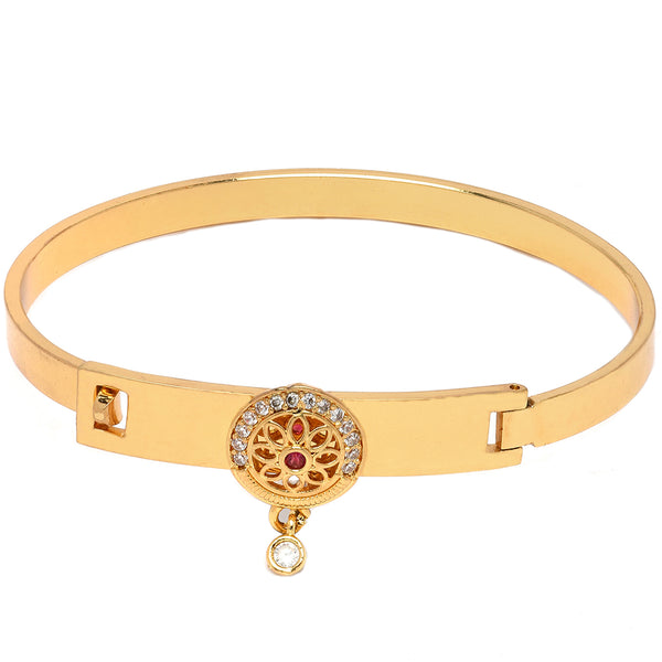 Gold-Plated Flower Shaped White Cubic Zirconia Stone studded Bracelet