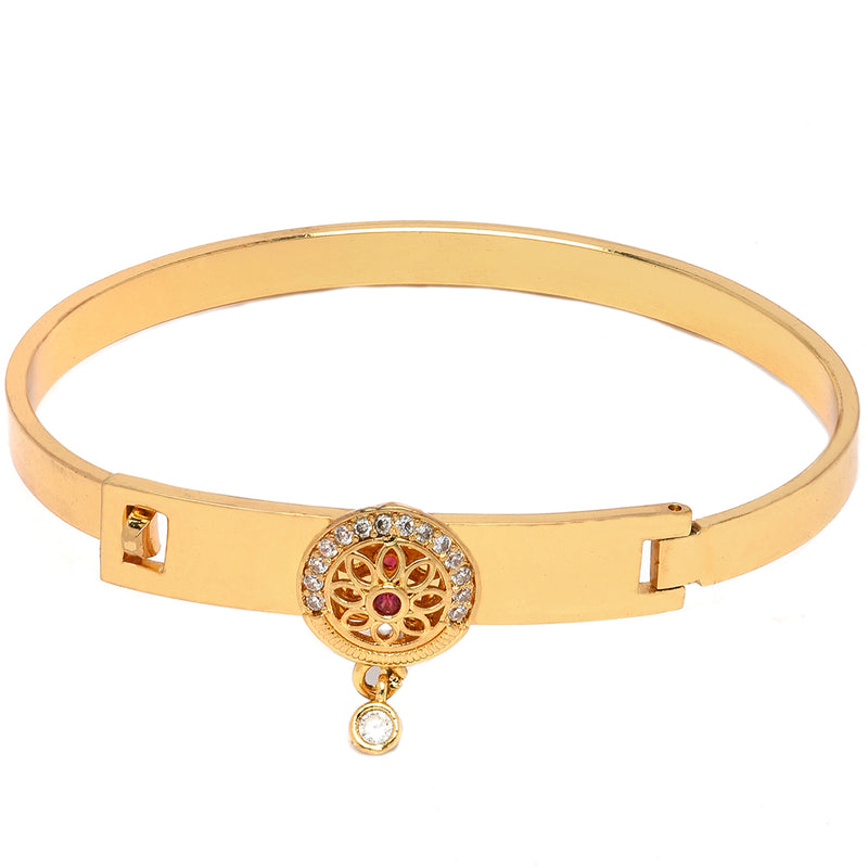 Gold-Plated Flower Shaped White Cubic Zirconia Stone studded Bracelet