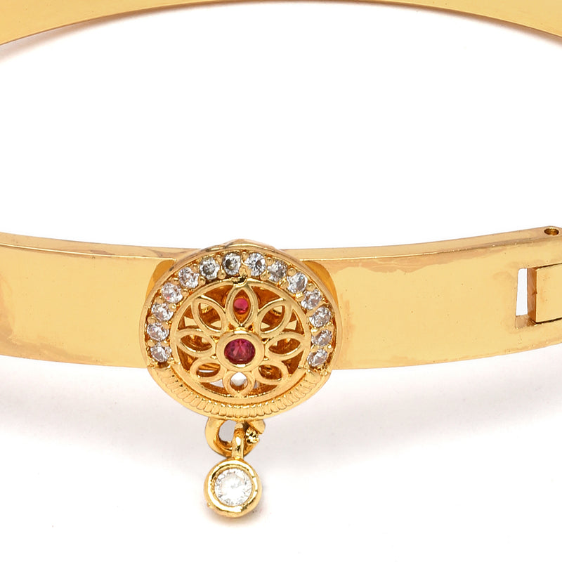 Gold-Plated Flower Shaped White Cubic Zirconia Stone studded Bracelet
