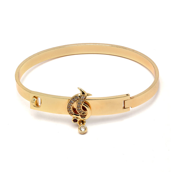 Gold-Plated Intertwined White & Red American Diamond studded Bracelet