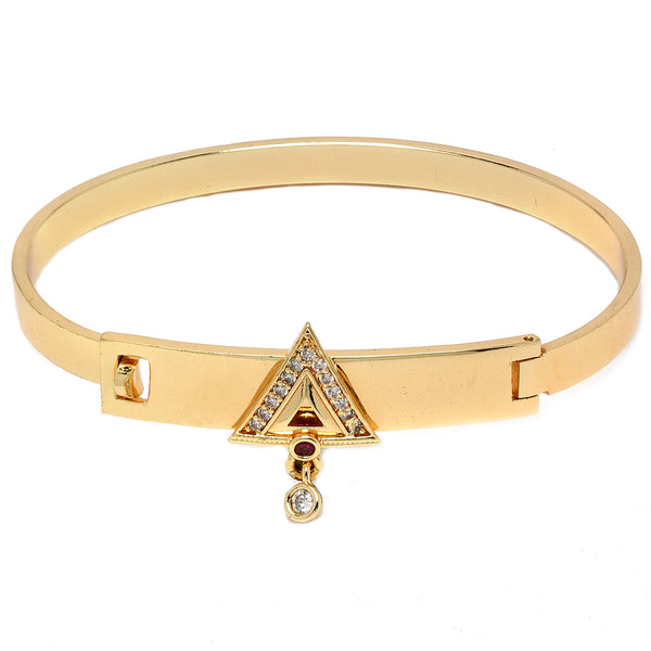 Gold-Plated Geometric Shaped White & Red Cubic Zirconia Stone studded Bracelet