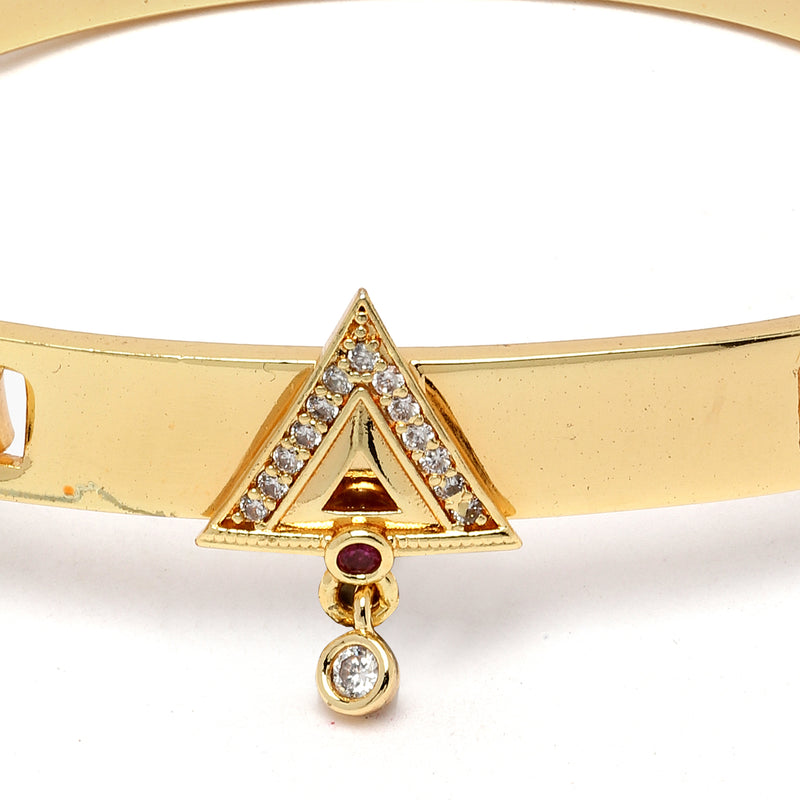 Gold-Plated Geometric Shaped White & Red Cubic Zirconia Stone studded Bracelet