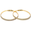 Gold-Plated Heart Shaped Engraved Bangle  Bracelets (Set Of 2)