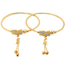 Gold-Plated Beads & Dangling Charms Bangle Bracelets (Set Of 2)