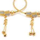 Gold-Plated Beads & Dangling Charms Bangle Bracelets (Set Of 2)