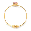 Gold-Plated Round Shaped Ruby Red Cubic Zirconia Stone Studded Bangle Bracelets (Set Of 2)