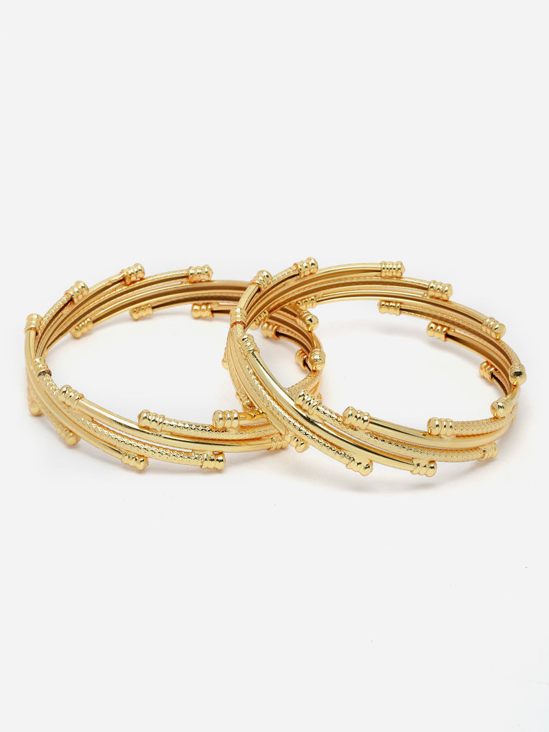 Set Of 2 Gold-Plated Classic Traditional Ethnic Handcrafted Bangles