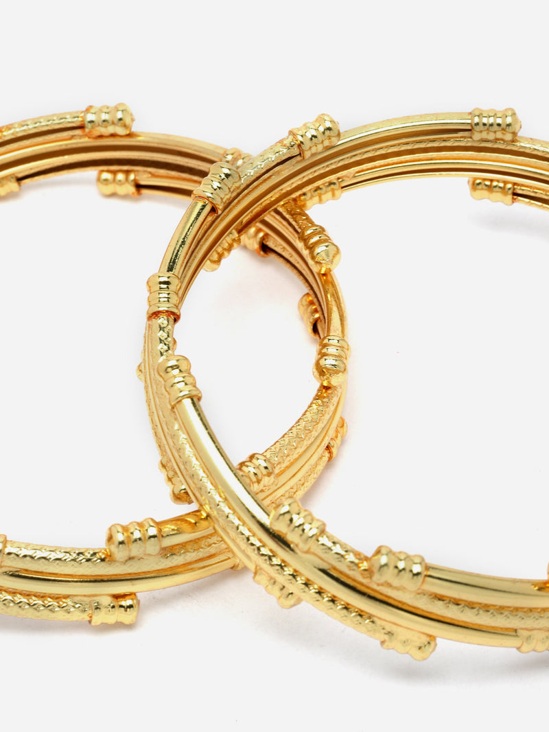Set Of 2 Gold-Plated Classic Traditional Ethnic Handcrafted Bangles