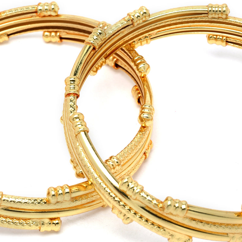 Set Of 2 Gold-Plated Classic Traditional Ethnic Handcrafted Bangles