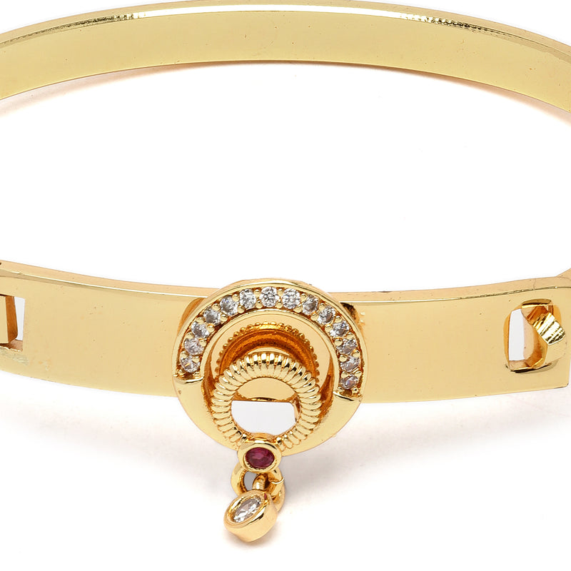 Gold-Plated White & Red Cubic Zirconia Stone studded Bracelet